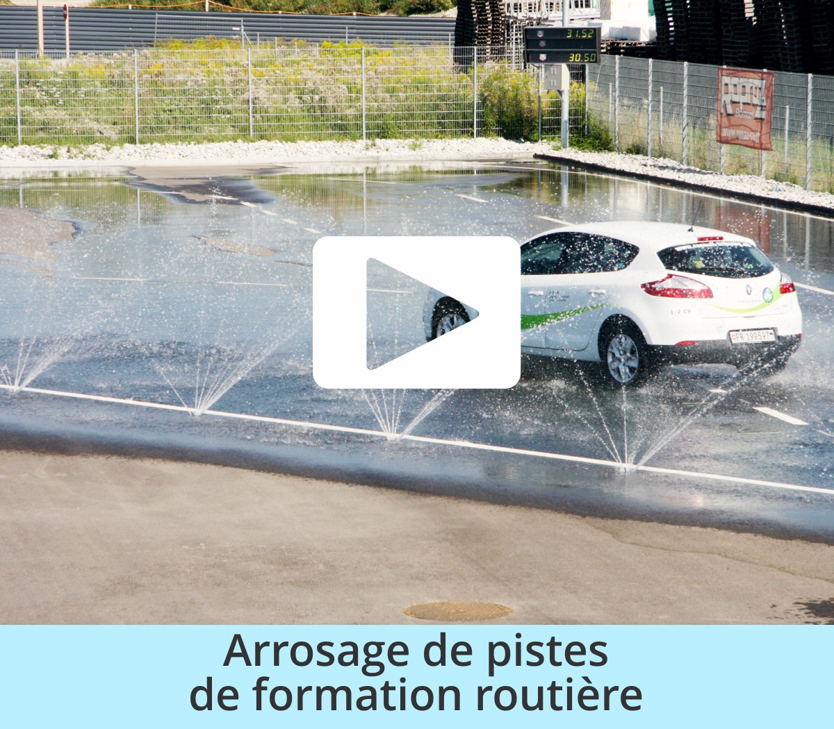 Arrosage de pistes de formation routière